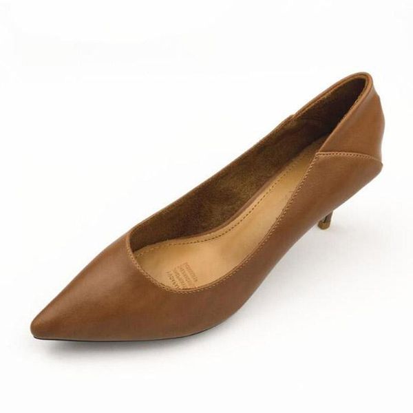 

fashion pointed point shallow step foot half drag soft leather two wear thin heel work shoes woman high pumps t8550 dress, Black