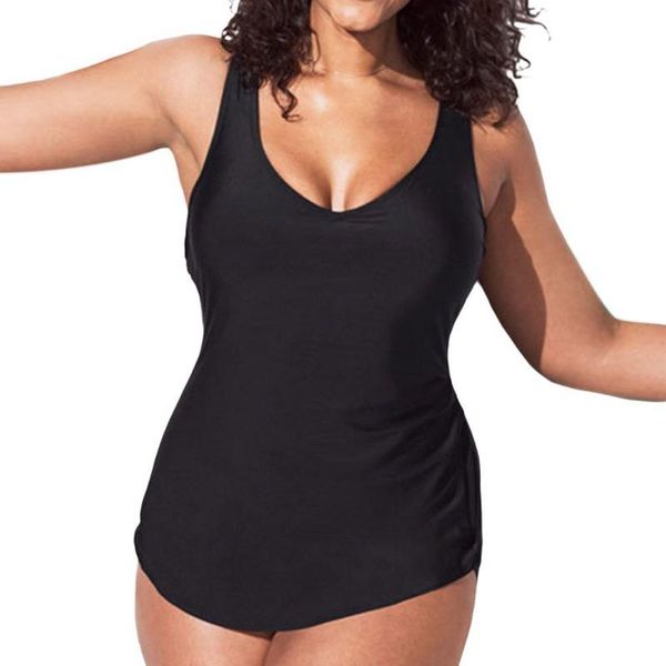 

one-piece suits women's plus size swimsuit with belly closed triangle open back summer