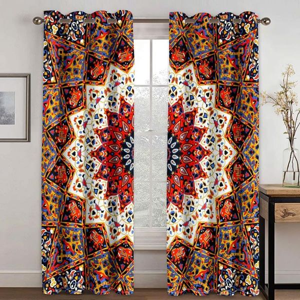 

retro stripe pattern 3d printing bedroom living room sunshade window set with hook accessories curtain & drapes