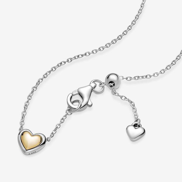 2021 100% 925 catene in argento sterling collana a cupola d'oro cuore collier collane per le donne pendenti con ciondoli adatti gioielli regalo fai da te 399399C00