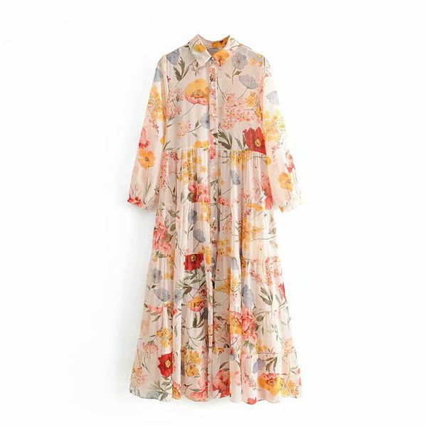 

women's long maxi floral dress boho women for cotton summer es casual sleeve shirt es 210514, Black;gray