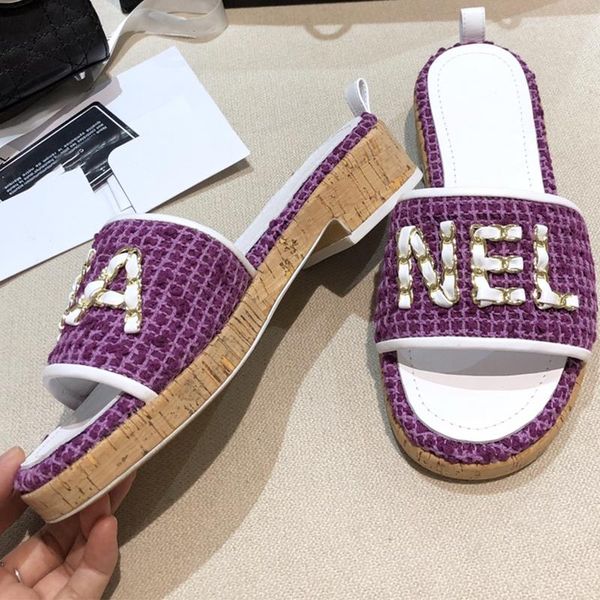 

sandals chain braid women 2021 designer slippers summer shoes, Black