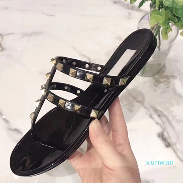 

new color paris luxury designer sliders womens summer sandals beach slide slippers ladies flip flops loafers sky blue chaussures, Black