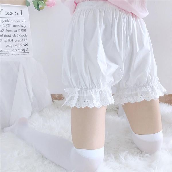 Pantaloncini per ragazze cosplay Lolita estivi carini Pantaloncini per ragazze gotici Kawaii a vita alta in pizzo dolce nero bianco