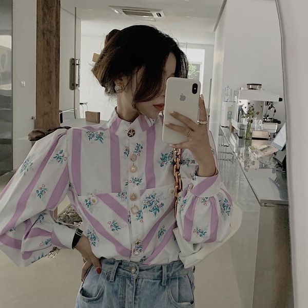 

chemisiers et blouses femme spring autumn floral shirts vintage women's clothing korean fashion vetement &, White