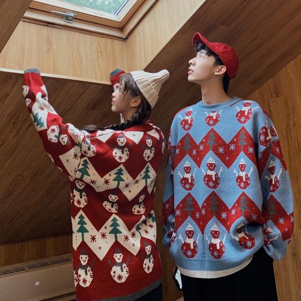 

men's sweaters christmas sweater men casual o neck holiday xmas funny jumpers couple pullover loose clothing pullovers, White;black