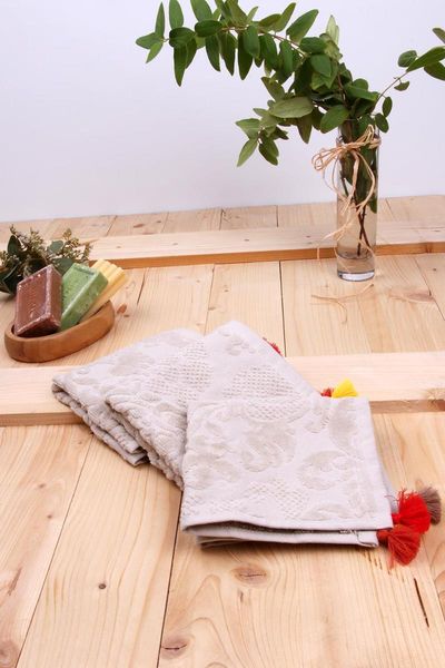 

% 100 cotton 3-piece velvet 30x30cm kitchen guest towel jacquard with tassels