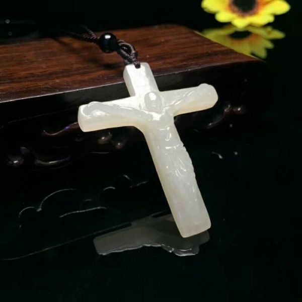 

lockets exquisite hetian jade cross pendant h48#, Silver