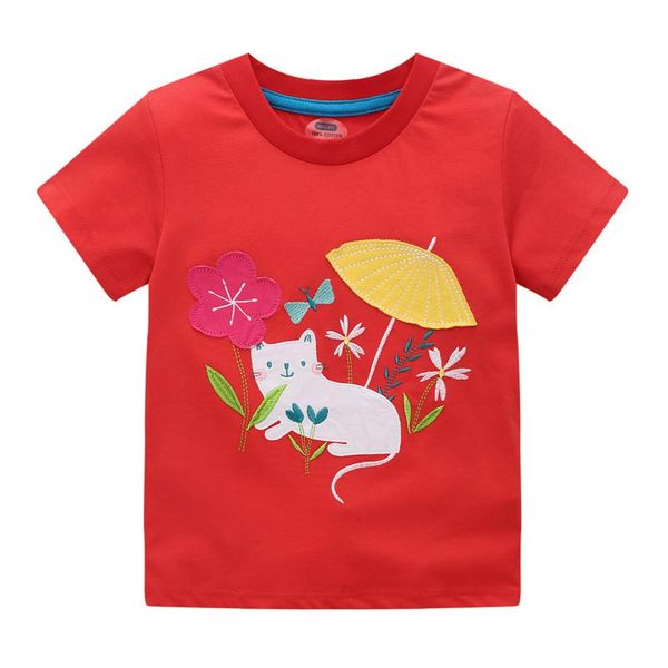 

t-shirts jumping meters arrival girls t shirt with cat applique fashion baby cotton clothes selling children's tees, Blue