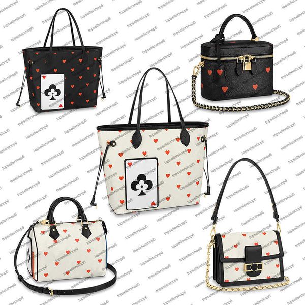 

m57462 women desinger bag colorful game on mm speedy vanity pm city dauphine canvas red hearts cowhide leather handbag purse tote clutch