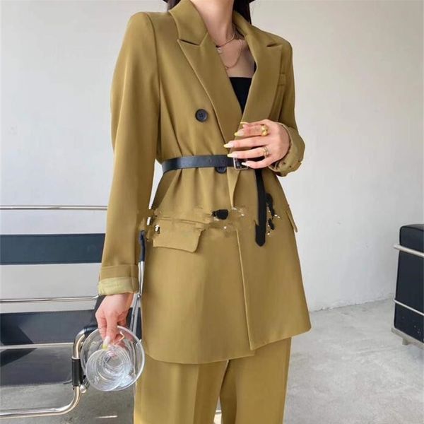 

spring women blazer suits double breasted blazer+pant two pieces female ol style sets 210421, White;black