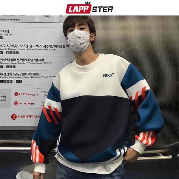 

lappster men ulzzang patchwork hoodies autumn japanese streetwear sweatshirts harajuku casual print hip hop hoodie 210813, Black