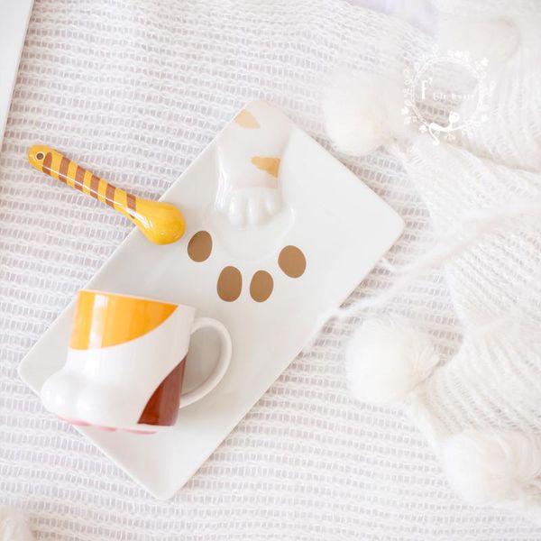 

mugs [mpk cat mugs] porcelain mugs, inspired kitchenware, utensils, kitten mug ith spoon