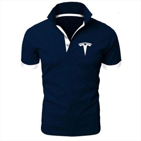 

shirts casual short sleeved fashion men polos tesla business spring and summer, White;black