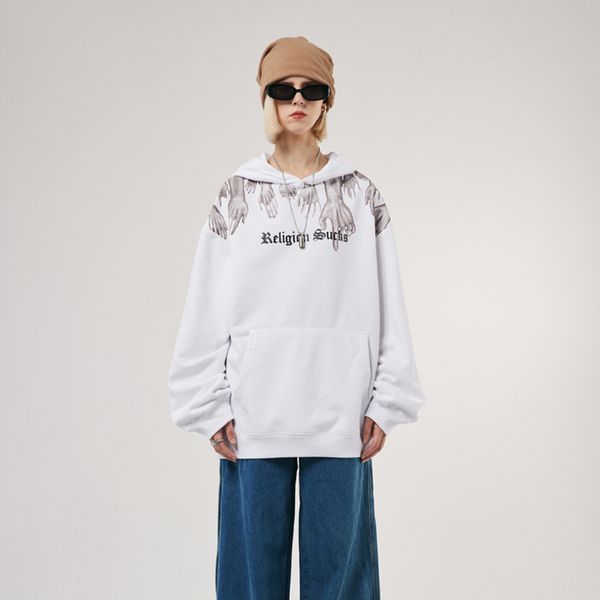 

new european and american fashion brand couples loose hoodie, Black