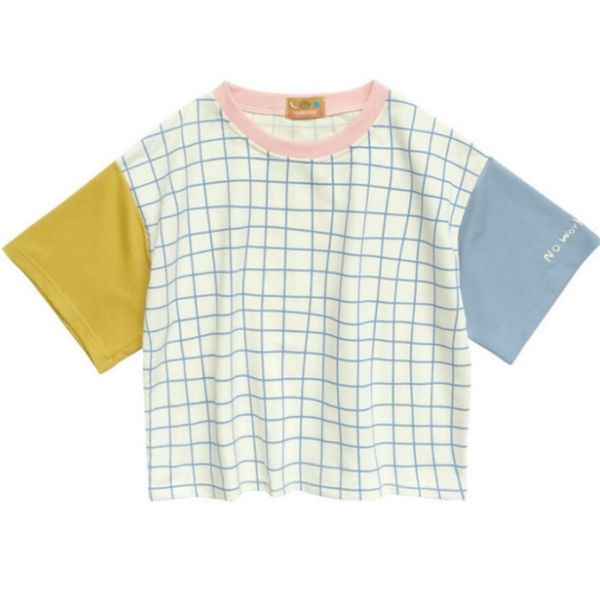 

merry pretty new summer women letter embroidery plaid t shirt fashion patchwork design t shirts short sleeve casual cotton 210401, White