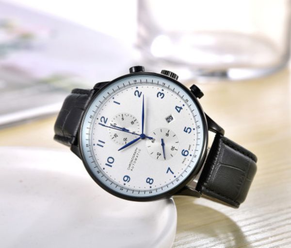 

2020 black leather fashion mechanical mens stainless steel gold automatic movement watch mens self-wind watches wristwatches