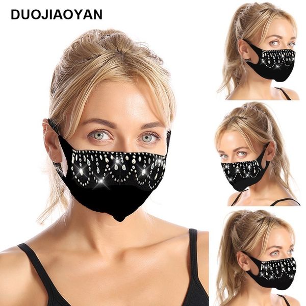 

creative new dust-proof sunscreen black rhinestone flash diamond cloth mask pattern