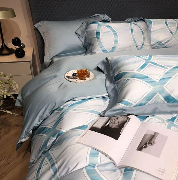 

bedding sets european american blue geometric set,full  king comfortable double home textile bed sheet pillow case duvet cover