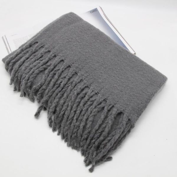 

scarves plain color acrylic fashion women chunky scarf shawls soft neckerchief stoles grey pink navy 3 colors ll190620, Blue;gray