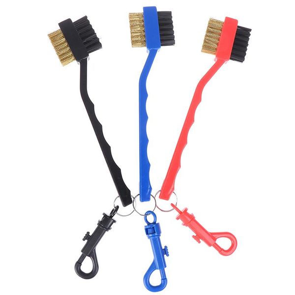 

golf training aids mini double side brass + nylon club head groove cleaner brush cleaning tool kit with hanger accessories&props