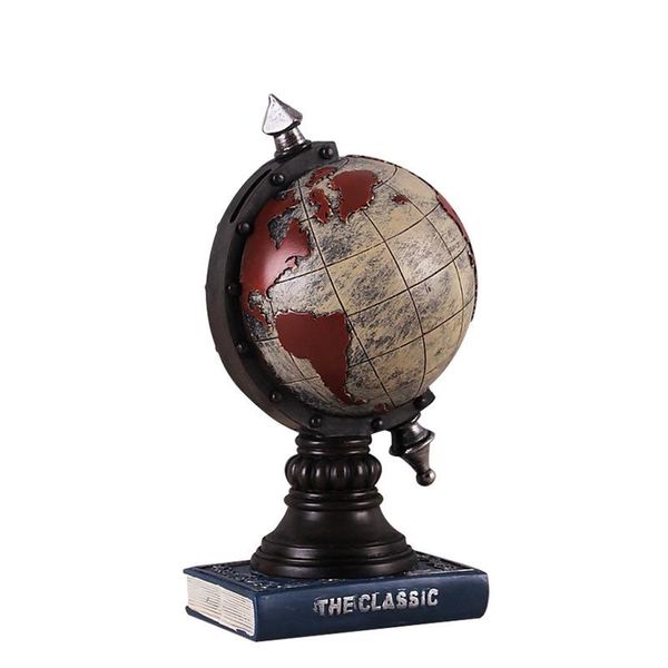 

decorative objects & figurines 2 colors europe style globe resin crafts piggy bank miniature money box retro figurine vintage gift home deco