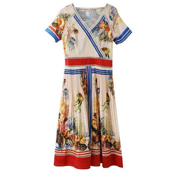 

print ruched patchwork dress v neck empire zipper short sleeve long elegant summer women female d1693 210514, Black;gray