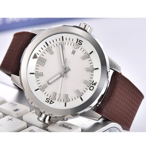 

wristwatches mens watch 45mm white sterile dial miyota8215 automatic sport clock 3 o'clock date 316 ss luminous mechanical wristwatch, Slivery;brown