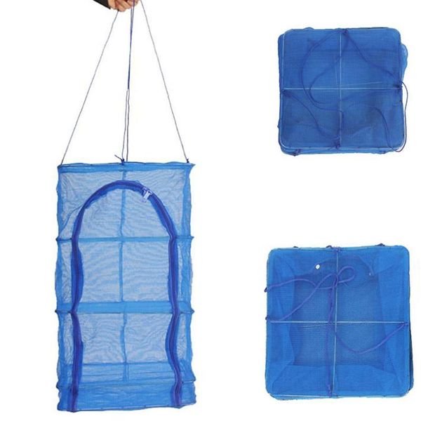 

fishing accessories 4 layers 50*50*65cm drying rack folding fish small mesh net hanging foldable vegetable