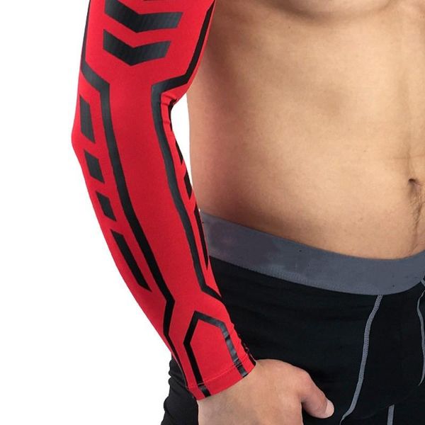 

1pcs compression arm warmer sun uv protection running bike sport cycling basketball volleyball golf elbow sleeves cover & knee pads, Black;gray