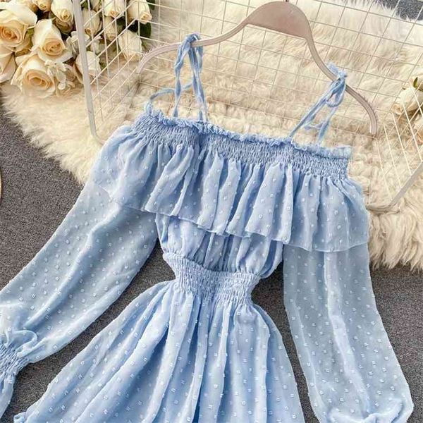 

boho 2021 ruffles summer off shoulder short spaghetti strap party elastic waist women casual beach a-line dress, Black;gray
