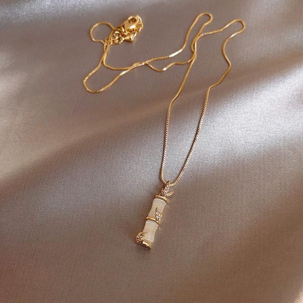 

pendant necklaces 2021 simple women's bamboo korean fashion clavicle chain exquisite valentine's day gift jewelry, Silver