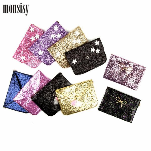 

monsisy 5pcs girl coin purse children wallet small change kid bag pouch money holder lolita glitter baby handbag gift, White
