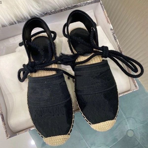 

prad designer platform casual sandals summer fashion alphabet fisherman shoes luxury woman shoe hemp rope grass woven baotou sandals size 35, Black