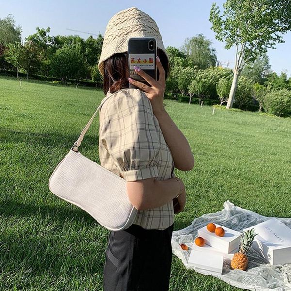 

waist bags women's shoulder bag crocodile pu leather french style retro handbag underarm crossbody all match mini square pocket