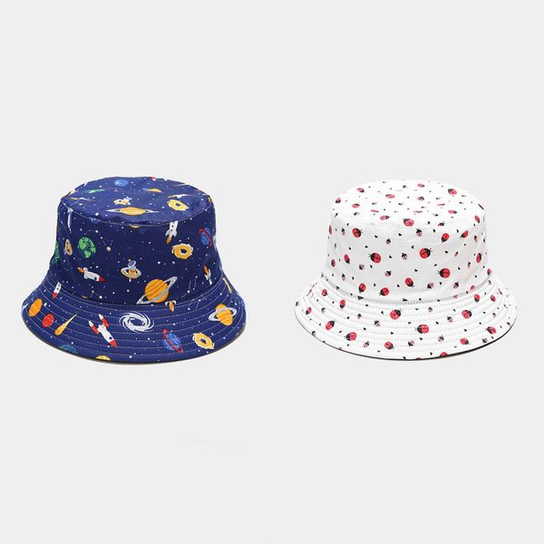 

fisherman's hat female cute cartoon printing double side basin hat outdoor student couple sunscreen hat tide