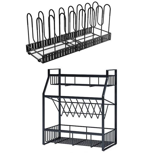 

kitchen storage & organization promotion pot organizer rack for cabinet, adjustable cabinet pantry counterspice rack, 3 tier organize