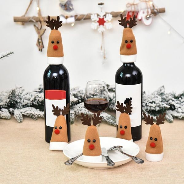 

christmas decorations 12pcs wine bottle cover decor set deer clothes kitchen decoration for 2021 year xmas dinner