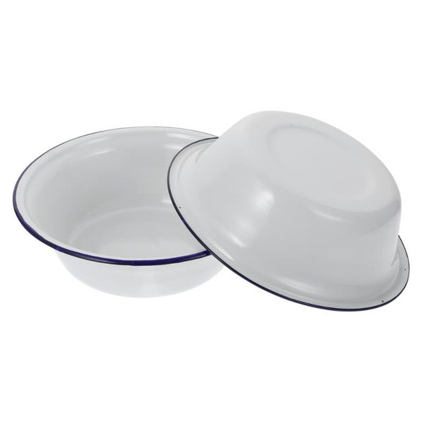 

bowls 2pcs enamelware enamel washing basins soup bowl for home (white)