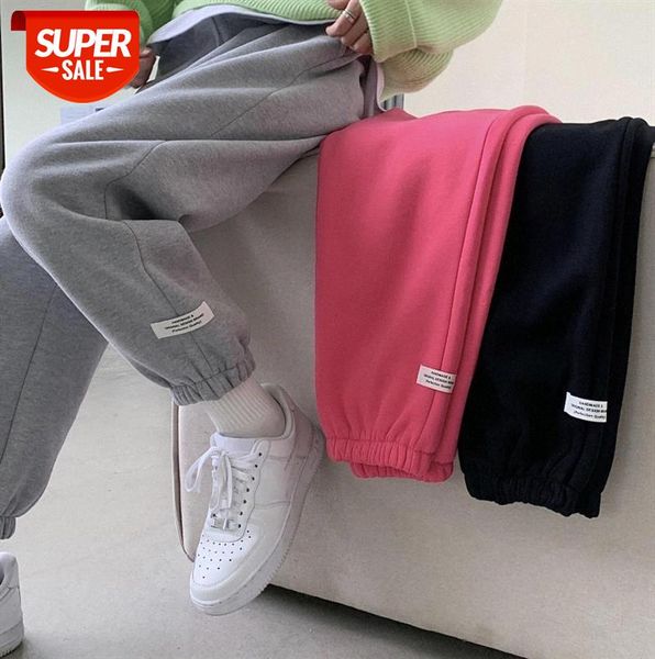 

korean version plus velvet padded waist harem sweatpants nine-point high-waist slimming casual pants women #7s0r, Black;gray