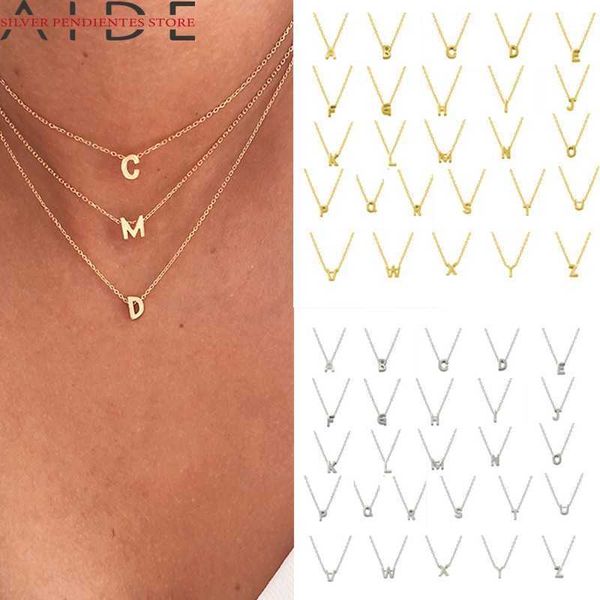

designer necklace aide 925 sterling silver women gold letter pendant for chain collares fine jewelry bijoux femme