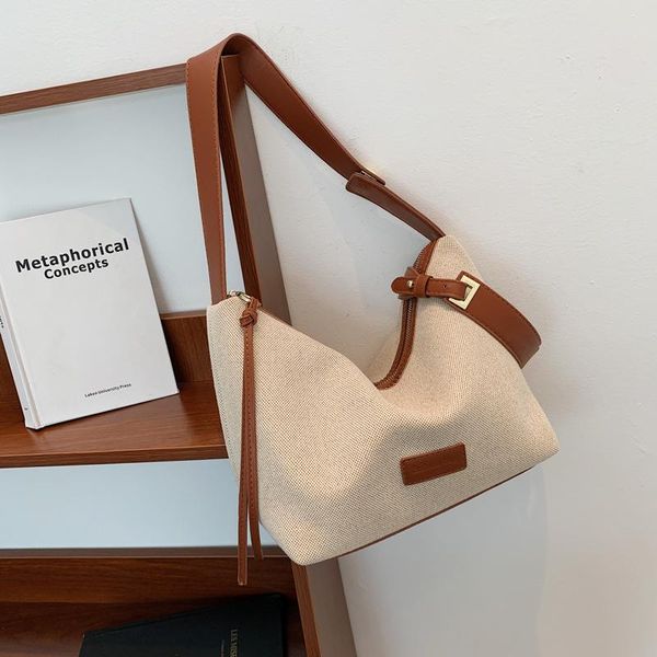

evening bags fashion women's shoulder bag european style pure color canvas armpit simple high-capacity female messenger dumpling