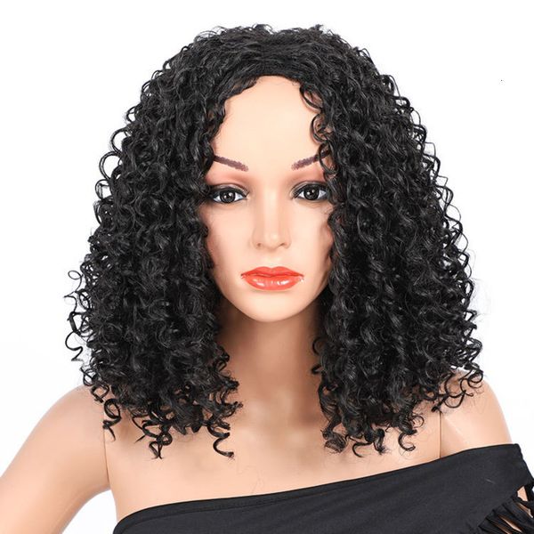 

small sale wig curl high temperature silk head cover, Black;brown