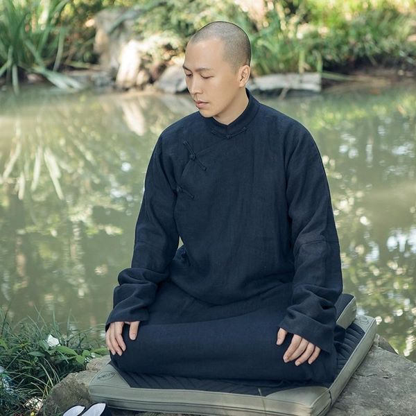 

ethnic clothing miao yan xin kong's men's clothes, buddhist long coat, shirt, autumn leisure, improved tang han, Red