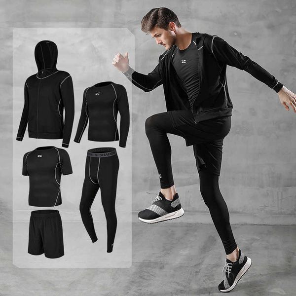 

sports autumn leisure men's quick dry running basketball tights fitness pants suit sportswear, Gray