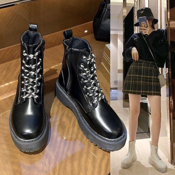 

boots winter 2021 transparent crystal bottom round head boot women's fashion autumn mid tube casual short, Black