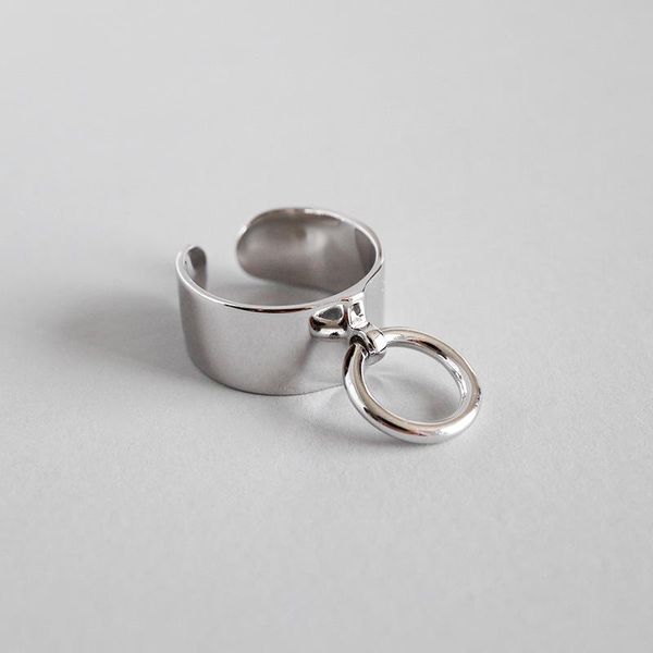 

cluster rings 100% 925 sterling silver charms circle for women , minimalist smooth adjustable ring female fine jewelry, Golden;silver