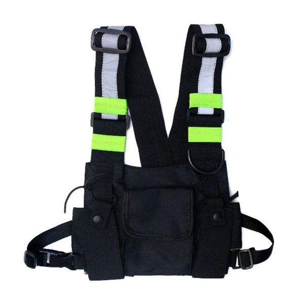 

men women hip hop hiking reflective strip street cross shoulder gift oxford cloth chest rig bag multi-function travel portable waist bags