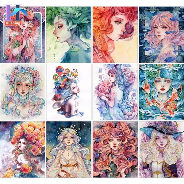 

paintings painting by numbers girl cartoon handpainted acrylic kits on canvas pictures watercolor art home wall decor gift