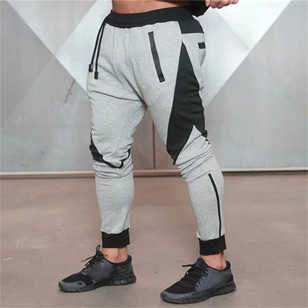 

running pants port men cotton fitness trackpants jogging quick dry patch gym sweatpants workout trousers joggers male, Black;blue